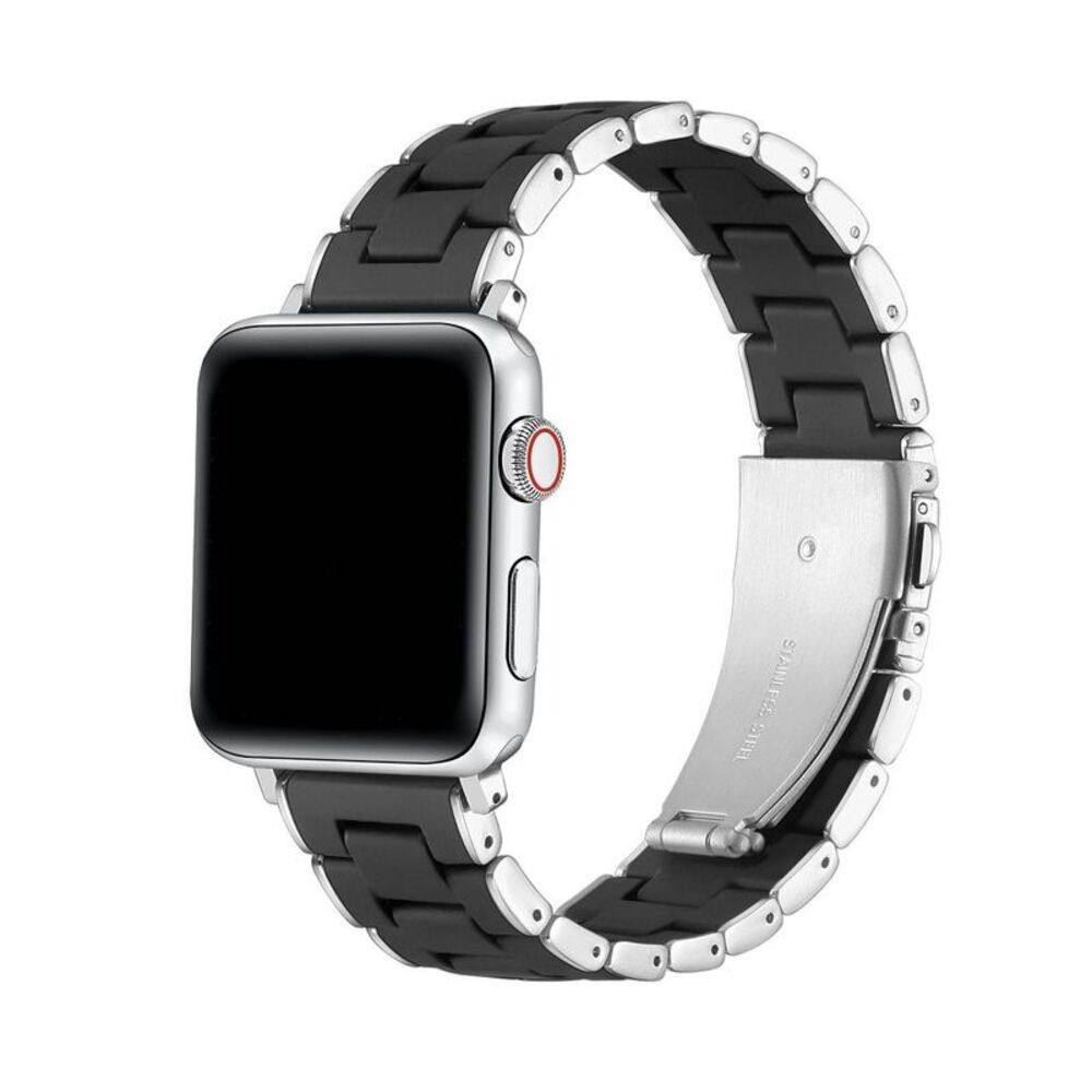 Open Box - Posh Tech -  Orla Silicone Steel Band for Apple Watch Black